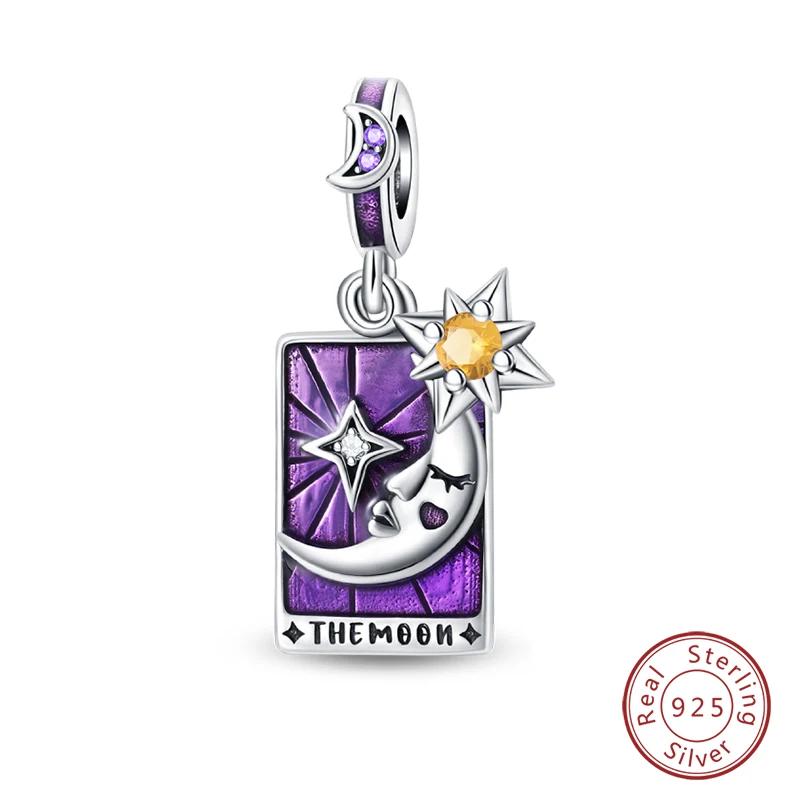 copper Star Shape Moon Sun Couple Magic Wheel of Fortune Justice Tarot Cards Pendants Compatible With Bracelets Do It Yourself Birthday Jewellery
