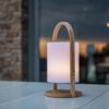 Lanterne extérieure LED Woody - LUMISKY - Blanc - Design scandinave - Poignée en bois naturel - Autonomie 10h