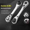 Chrome Vanadium Mini Ratchet Wrench Offset Design Reversible Mechanism Quick Socket Wrench 1/4 Inch Drive Mini Size