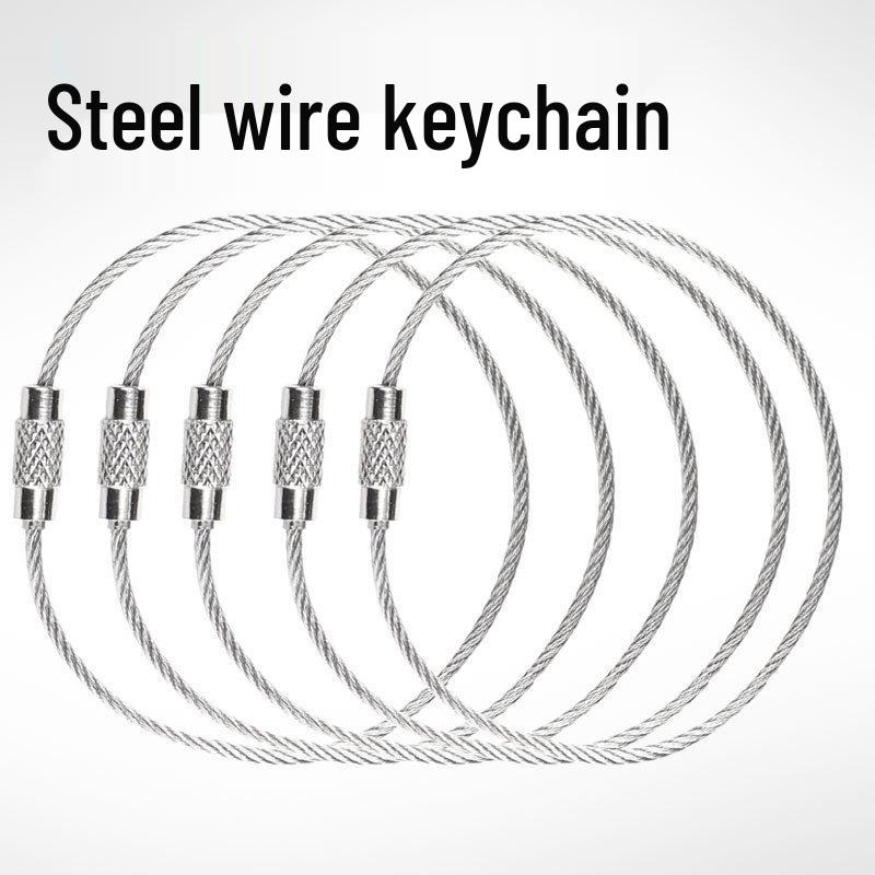 304 Stainless Steel 15cm Wire Rope Keychain Carabiner Connector