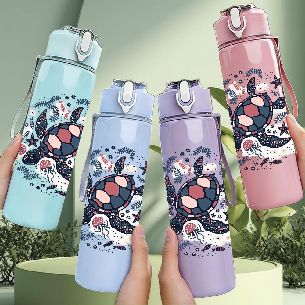 1PC Spider Web Skull Circular Art Print 750ml Color Plastic Sports Water Bottle Leakproof Flip Straw Lid Suitable for Sports Office Home Use