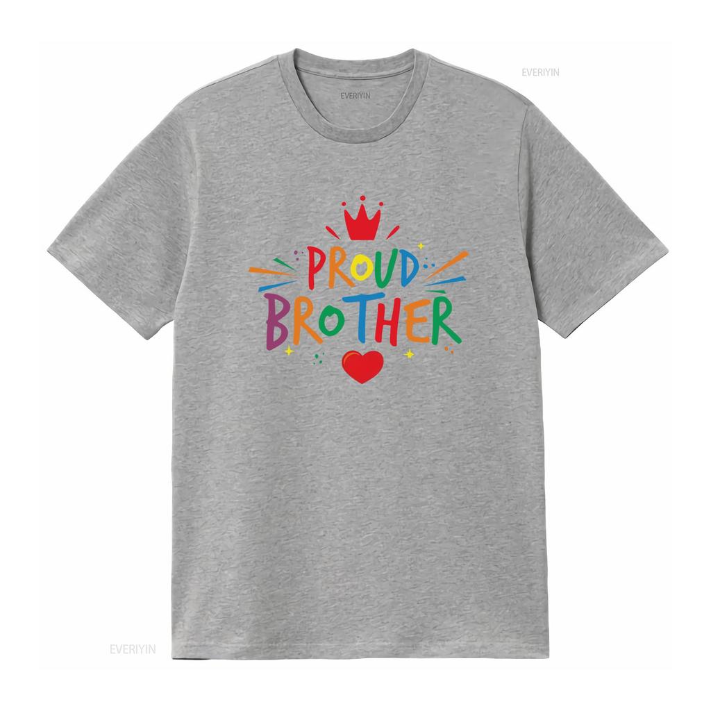 Colorful Proud Brother T Shirt for Men with Crown and Heart Design Perfect Celebrations Vintage Washed Designer Clothes