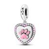 Copper Cute Pink Flowers Heart Pendant Beads Fit 4Mm Hole Diamete Charm Bracelet For Women Diy Jewelry Making Gift