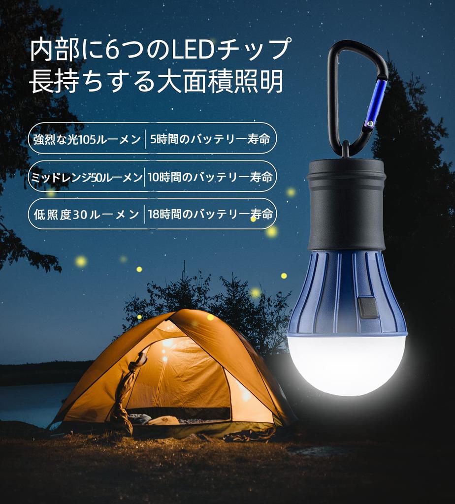 AceCamp LED Lantern, Battery-Operated, High Brightness, 105LM, 3 Dimmable Modes, Cute Small Tent Light, Carabiner Included (Blue)