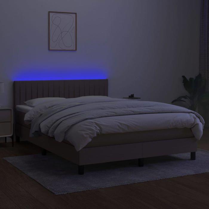 Maison Exclusive - Sommier à lattes de lit avec matelas LED Taupe 140x190 cm Tissu