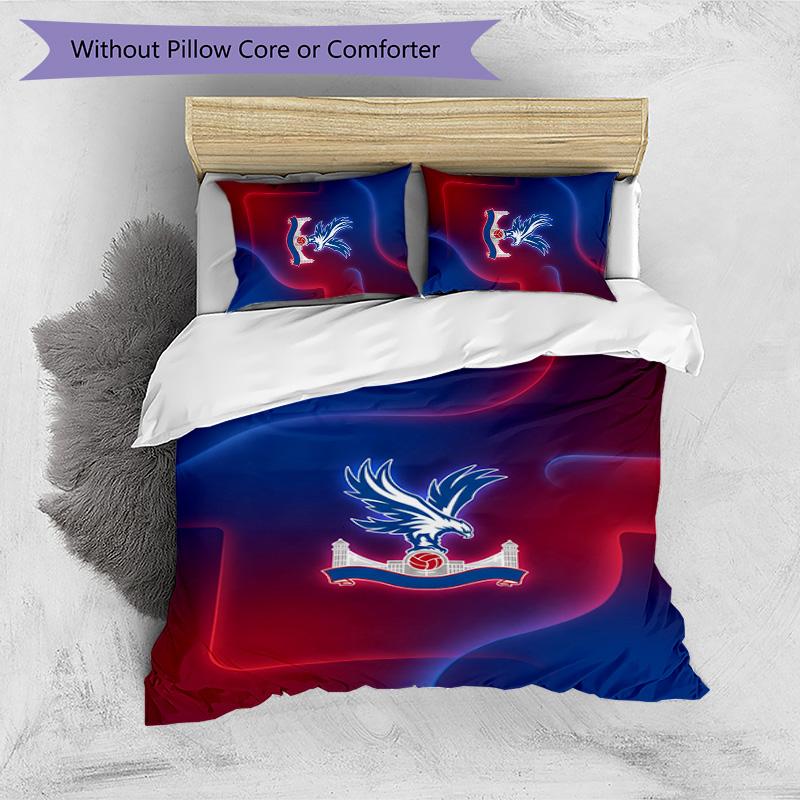 Set Lenzuola Stampato Calcio Crystal Palace 3 Pezzi, Comodo Set Copripiumino per Camera da Letto Amico della Pelle