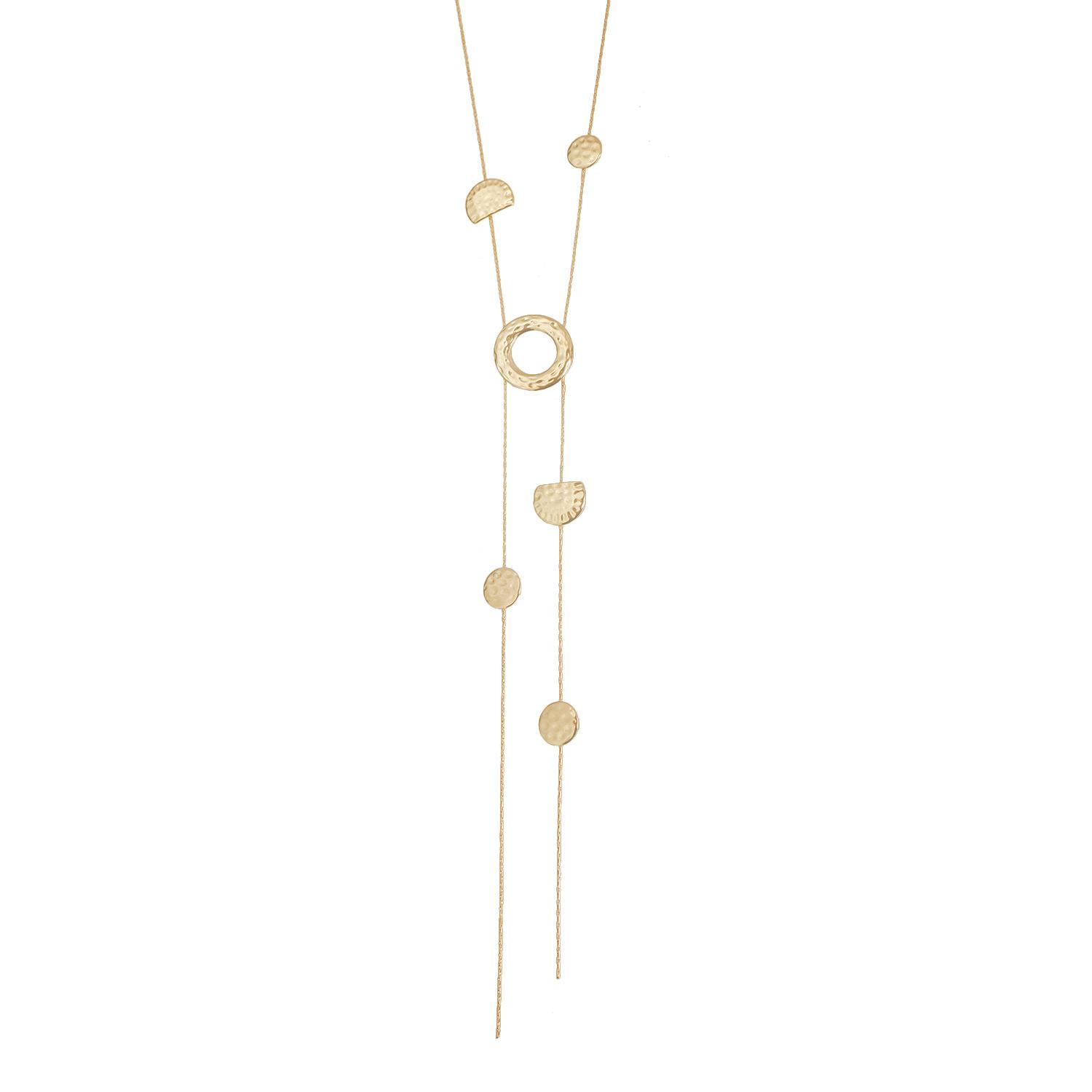 Retro style geometric circle long pull-out necklace personalized versatile wave light texture style necklace золотой