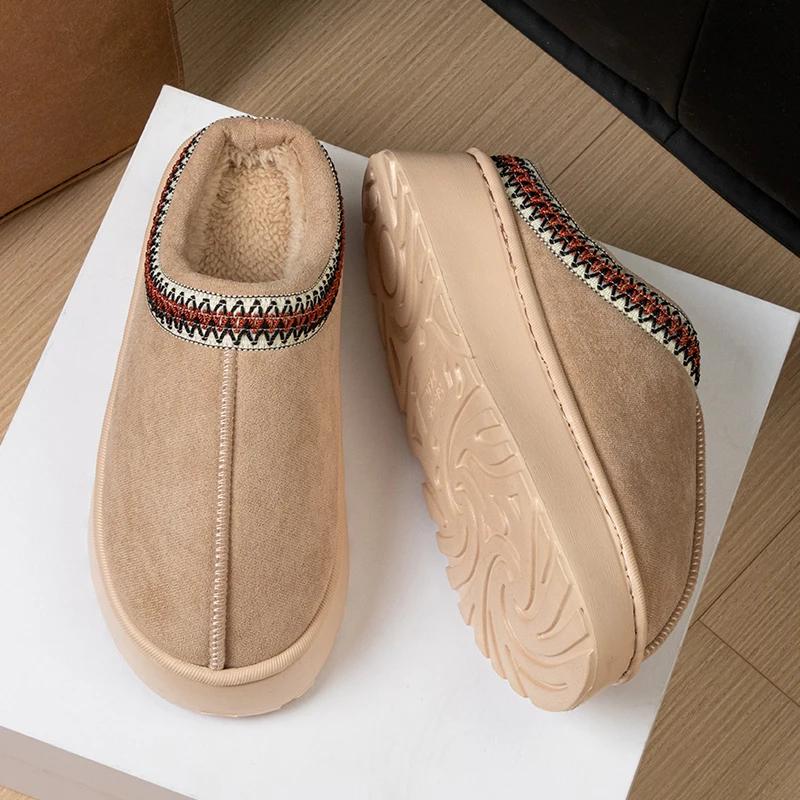 Fashion Slippers Cotton Home Cotton Shoes Winter Couples Thick Soled Home Solid Color Warm Cotton Slippers with Velvet Non-slip