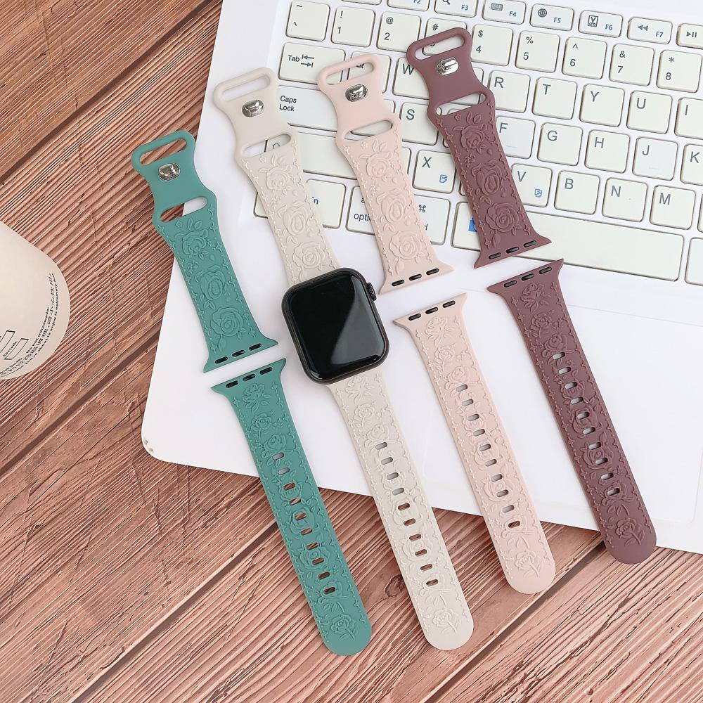 Engraved Strap for Apple watch band 45mm 44mm 42mm 49mm 40mm 41mm Silicone Bracelet Correa iWatch Series 8 9 7 6 5 4 3 Ultra SE