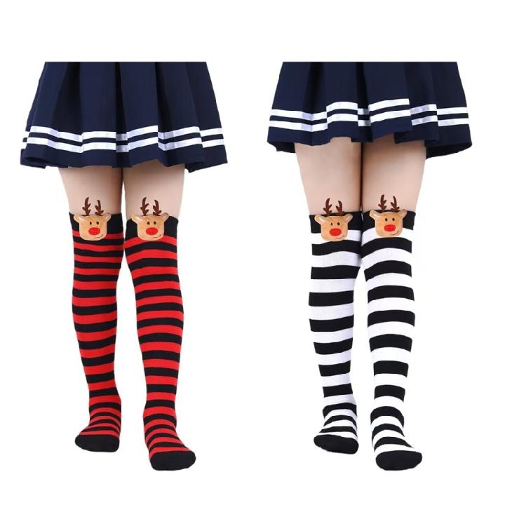 Women's Thigh High Stockings with Reindeer Christmas Stockings Over the Knee Socks Halloween Cosplay Costumes Hosiery