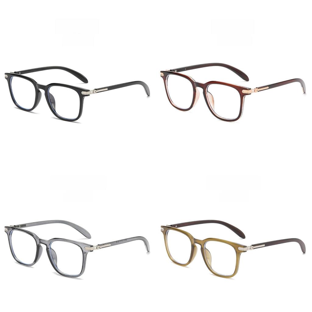 Retro Wood Grain Square Eyeglasses Frame For Men And Women With Blue Light Blocking In Classic Black