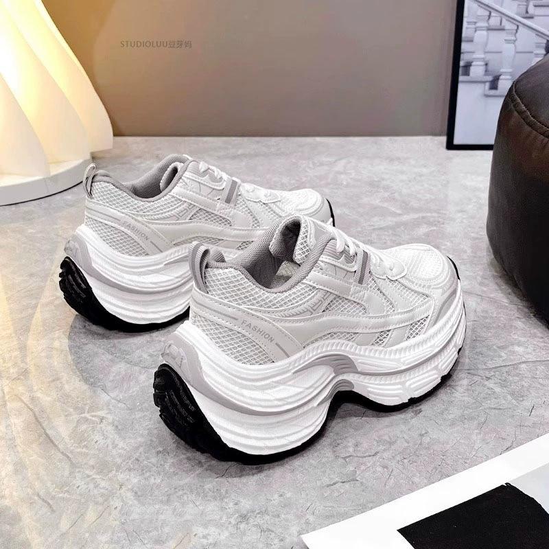 thick-soled leather breathable dad shoes women's tide spring and summer new versatile comfortable soft-soled casual sports shoes