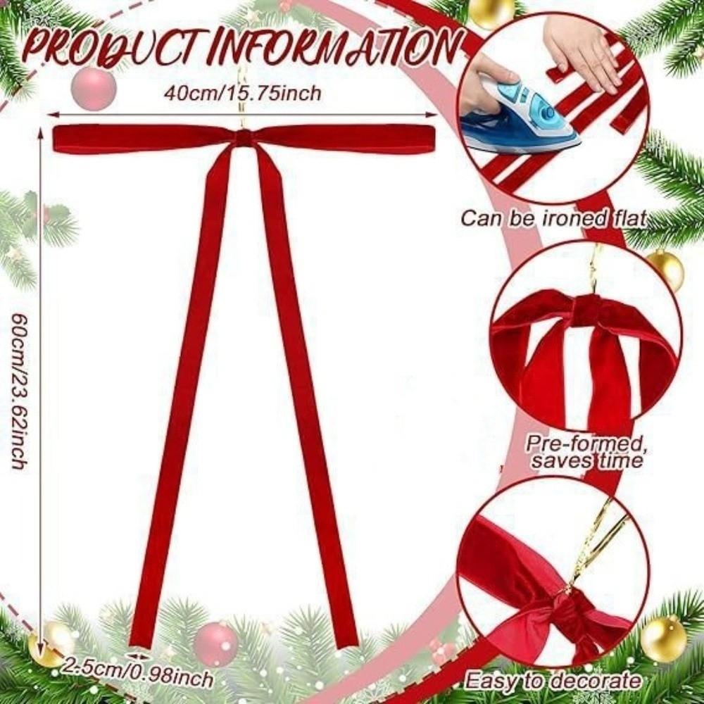 6pcs/set Vintage Christmas Tree Bows Indoor Outdoor Decorations Versatile Usage Velvet Bows Elegance Christmas Gift Wreath Bow