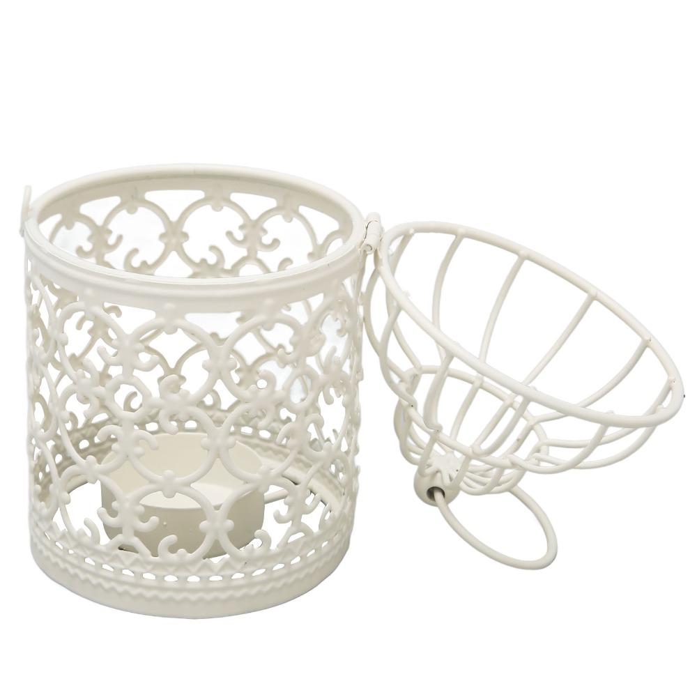 Round Iron Birdcage Candle Holder Metal Construction Hanging Candle Holder Dining Table