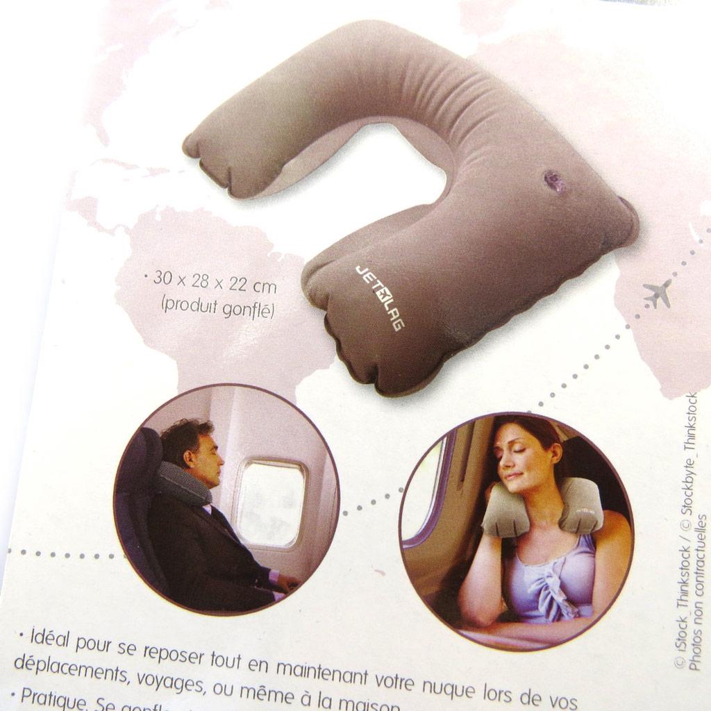 Les Trésors De Lily [M4494] - Coussin de nuque 'Jet Lag' noir (gonflable)