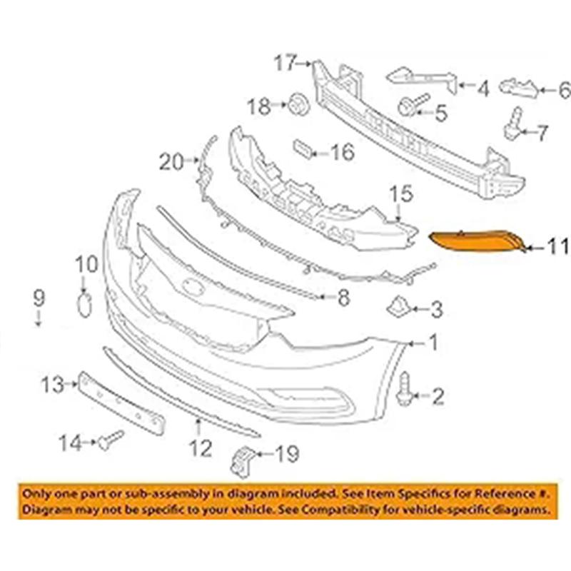 A28G-Front Bumper Fog Lamp Hole Cover For KIA Forte Sedan 2014-16 Fog Light Hole Grille Molding Trim 86563-A7000 86564-A7000