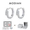 MODIAN D Moissanite Sade Küpeler 925 Gümüş Zarif Çift Sıra Halka Küpeler Kadınlar İçin İnce Mücevher Hediyeleri