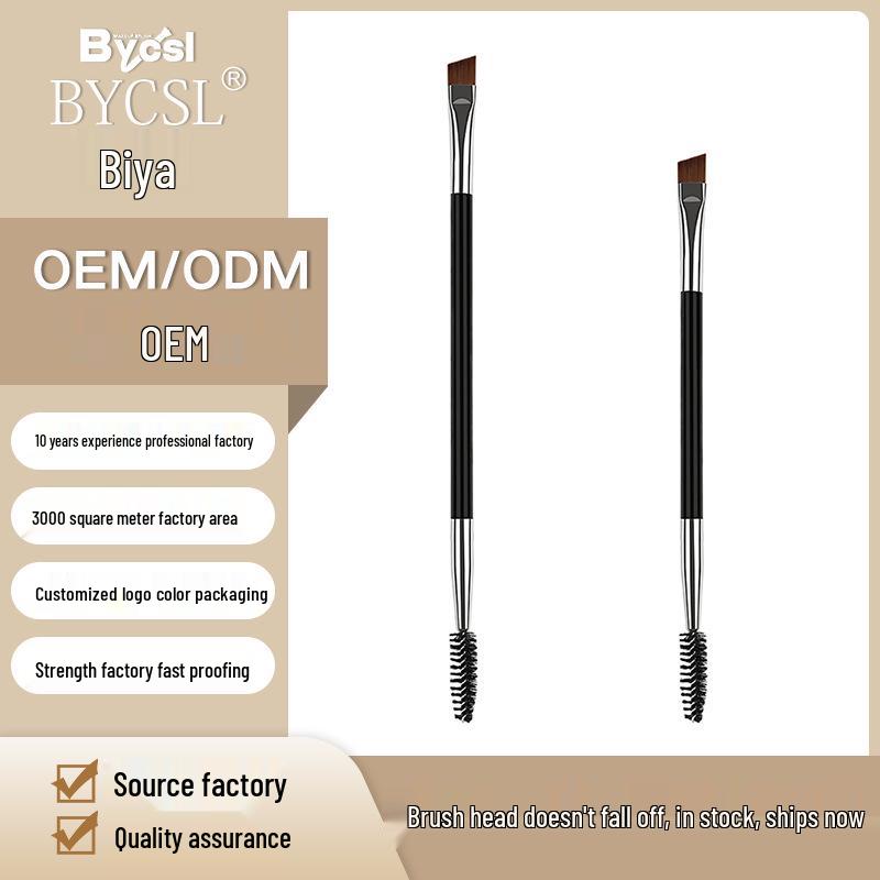 Double-Ended Eyebrow & Eyeshadow Brush - Angled Concealer & Spiral Eyelash Tool for Professional Eye Makeup