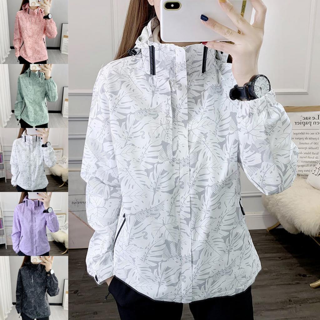 Women's Outdoor Sports Breathable Camouflage Jacket Coat Windproof Waterproof Thin Coat Top Jacket Plus size 4XL