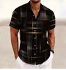Men's Geometric 3D Printed Lapel Short Sleeve Casual Fashion Shirt Summer Outdoor Vacation Hawaiian Shirt