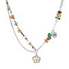 Multicolor Charm Beaded Chain Necklace Versatile For Work Parties Everyday Fashion