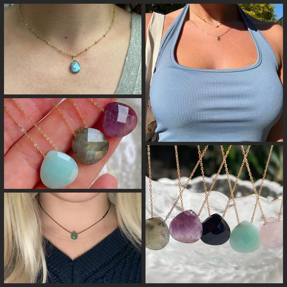 Natural Stone Amethysts Pendants Faceted Water Drop Rose Clear Quartzs for Jewelry Making Diy Necklace Earring Healing Accessory