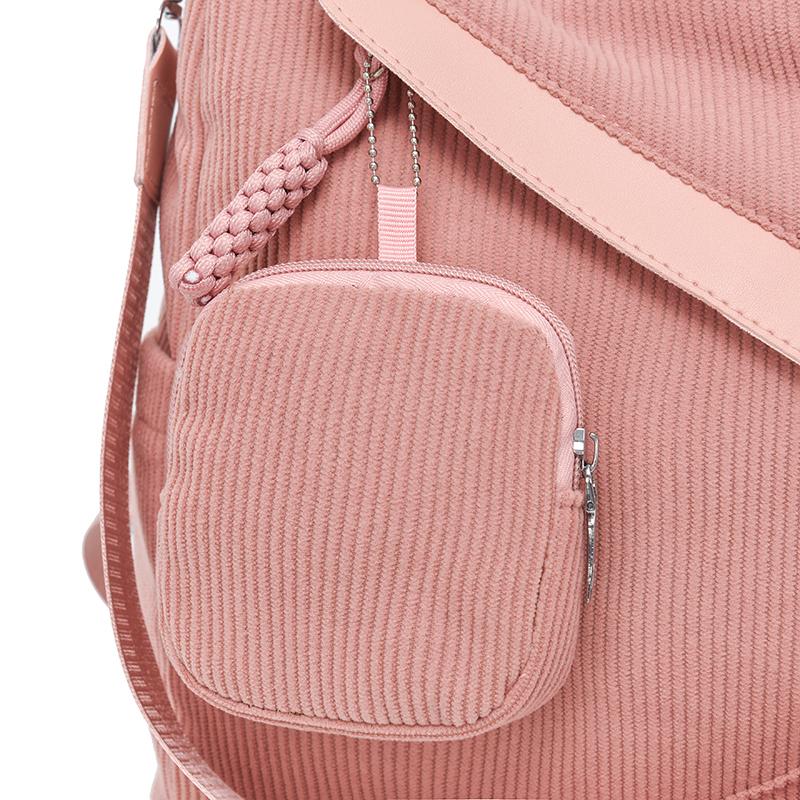 Damen Cord Rucksack mit kleiner Tasche, lässiger Mode Tagesrucksack