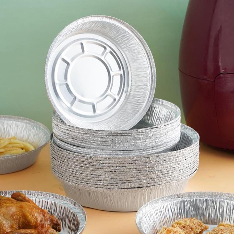 10Pcs 6/7/8/9 Inch Round Tin Foil Pie Dish Tin Cake Tray Baking Pans Bake Cases