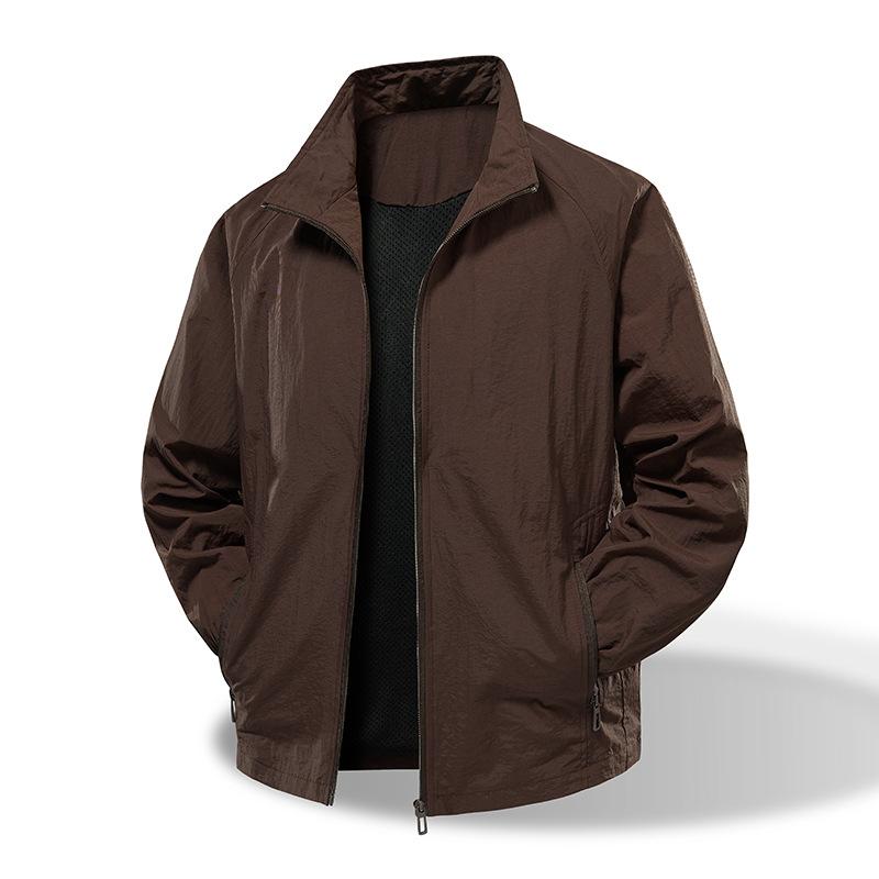 New Spring and Autumn Casual Stand Collar Anti-wrinkle Jacket Men's Jacket Solid Color Outdoor Sports Top