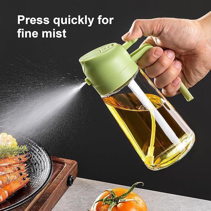 Dual-Use Atomizing Glass Oil Spray & Pour Bottle