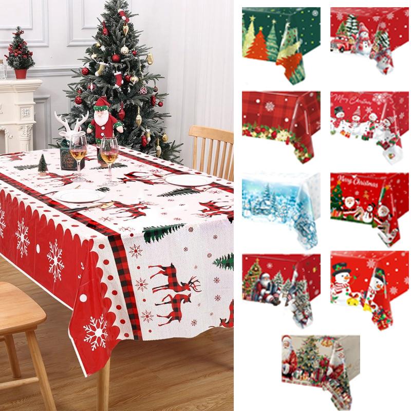 Santa Claus Xmas Tree Tablecloth Pvc Pe Christmas Table Cover Party Dining Decorations Home 2026 Navidad Noel Year Gifts