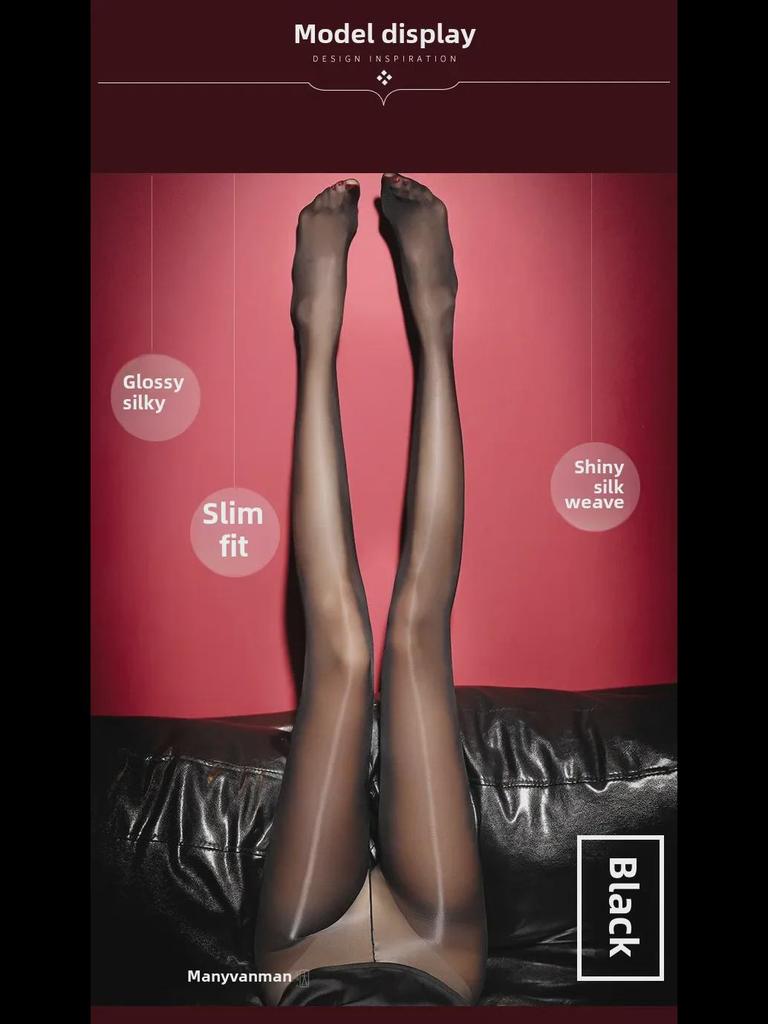 Manyanyao Series 1D lesklé punčochové kalhoty s uzavřeným rozkrokem - Sexy olejové punčochy 7146