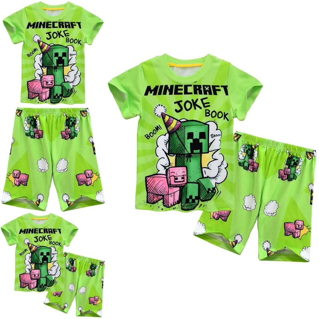 Minecraft Digital Print Kids Cartoon Pajama Set With Soft Fabric For Boys And Girls