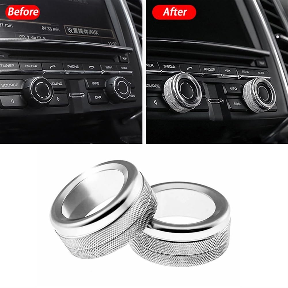 Car Interior Panel Compatible with Porsche 911, Cayenne, Macan, 718, Aluminum Car Volume Radio Knob Trim Cover, Car Button Switch Accessories