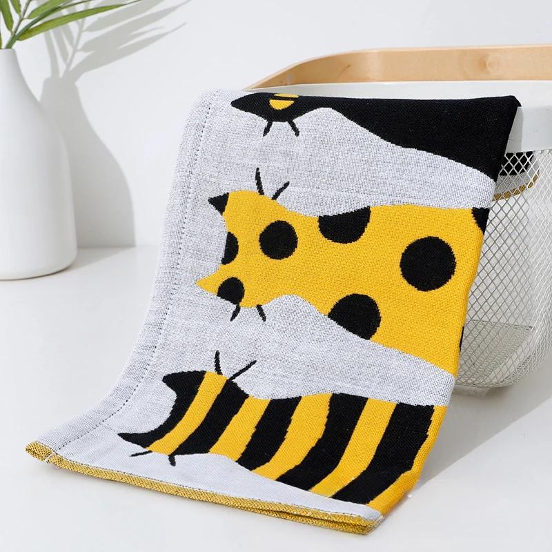 

1 шт 34*40 см трехслойное мягкое детское хлопковое банное полотенце ткань жаккард мультяшный кот медведь подвесные полотенца квадратное лицо полотенце для рук марля 34X40cm