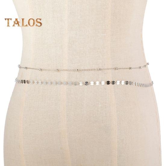 Kvinners midjekjede dobbeltlags paljett justerbar lengde uthulet magedansopptreden midjesmykker fester festivaler nattklubb kroppskjede