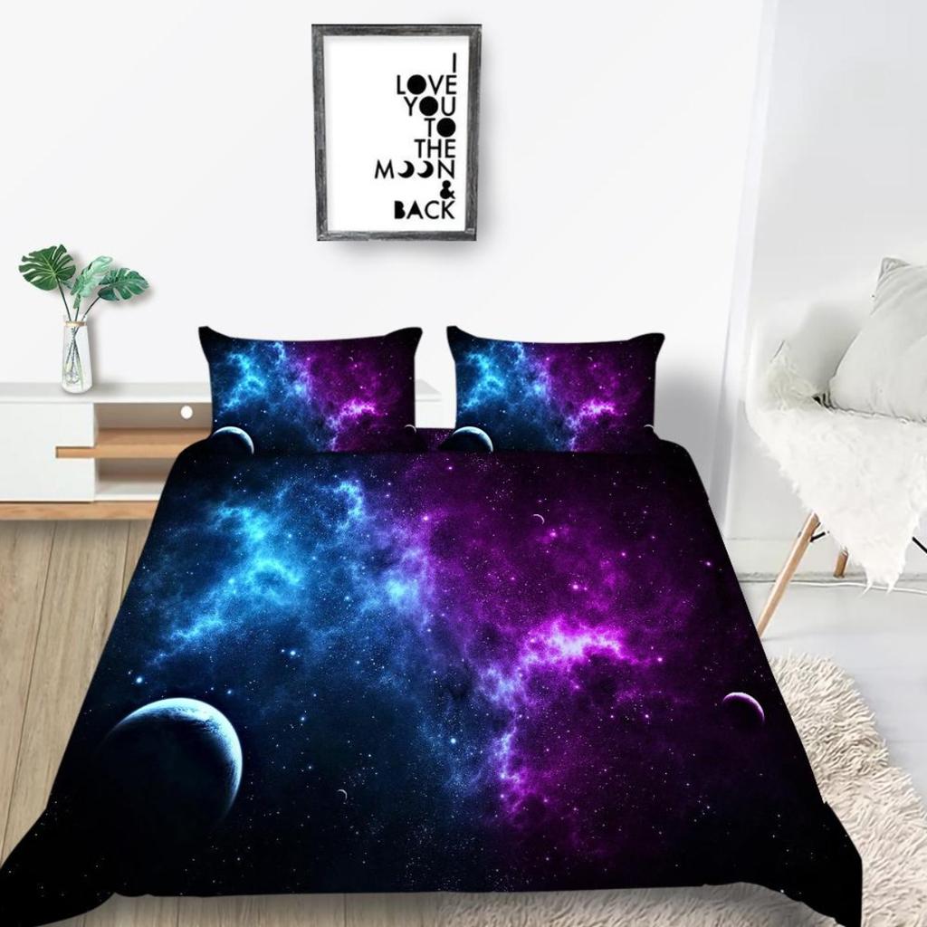 3D Cosmic Starry Sky Theme Printing Home Bedding Set Quilt Cover Pillowcase Bed Sheet/double Bed Full Size Bedding Home Decoration