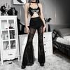 Summer Ladies Casual Pants Sexy Slim Printed Lace High Waist Flared Pants