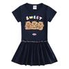 Sommer Cartoon Raglan Colorblock Kleid: Süßes Mädchen-Kleid mit Faltenrock und Rüschen