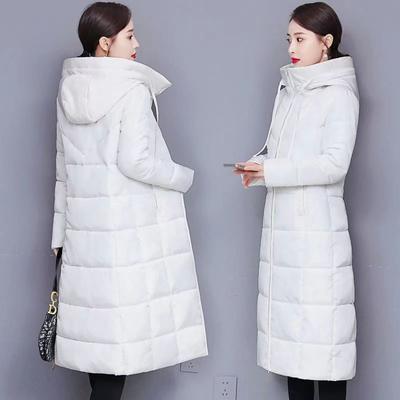 Women's Autumn and Winter Long Hooded Warm Jacket Long Plus Size Warm Jacket Zipper Thickened Warm Jacket