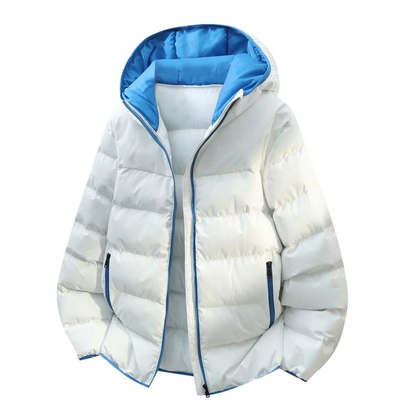 

Зимняя куртка с капюшоном мужская теплая повседневная однотонная на молнии толстая мужская хлопковая куртка M белый