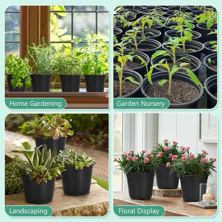 4/5/6Inch Plastic Plant Flower Pots Cultivation Seeds Growing Container with Drainage Holes for Seedling Cutting Transplanting