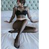 Women Sexy Open Crotch Lingerie Lace Transparent Thin Club Party Pantyhose Female Black Tights Long Socks Erotic High Stockings