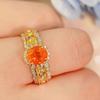 Women Rings Orange Fancy Diamond Solitaire High Carbon Zirconia Elegant Engagement Wedding Band