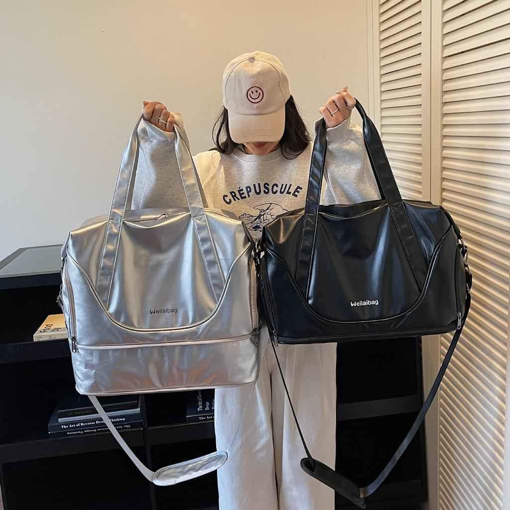 Borsa sportiva multifunzionale espandibile per fitness da viaggio, grande capacità, bagaglio per brevi viaggi d'affari, borsa portaoggetti con separazione per articoli asciutti e bagnati