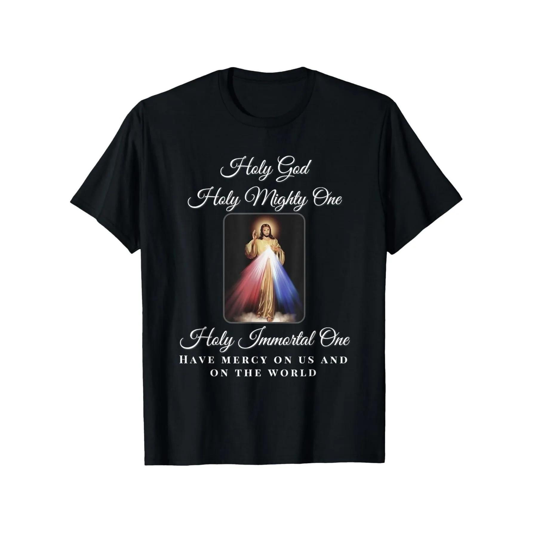 Divine Mercy Jesus T-Shirt Holy God Holy Mighty One Prayer Graphic Tee Unisex Christian Gift Short Sleeve S