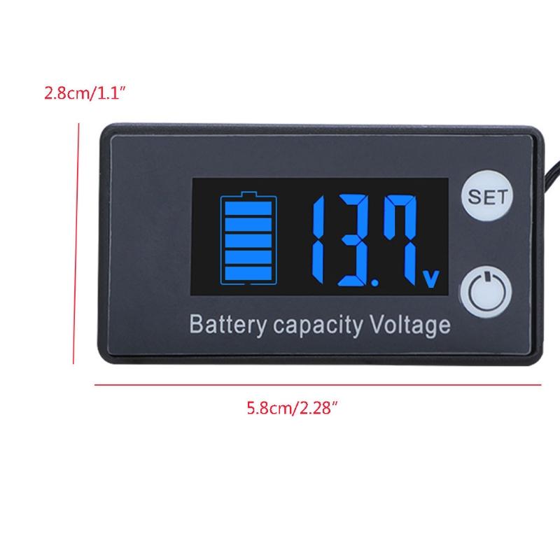 Battery Capacity Indicator Voltage Meter with LCD Display Backlight Waterproof Monitor Gauge Digital Voltmeter Meter