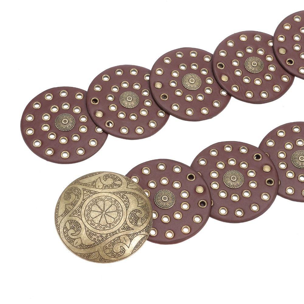 Přehnaný Cowboy Disc Belt Y2K Wide Disc Belt Cowboy Wide Disc Belt Dutý pás pro ženy