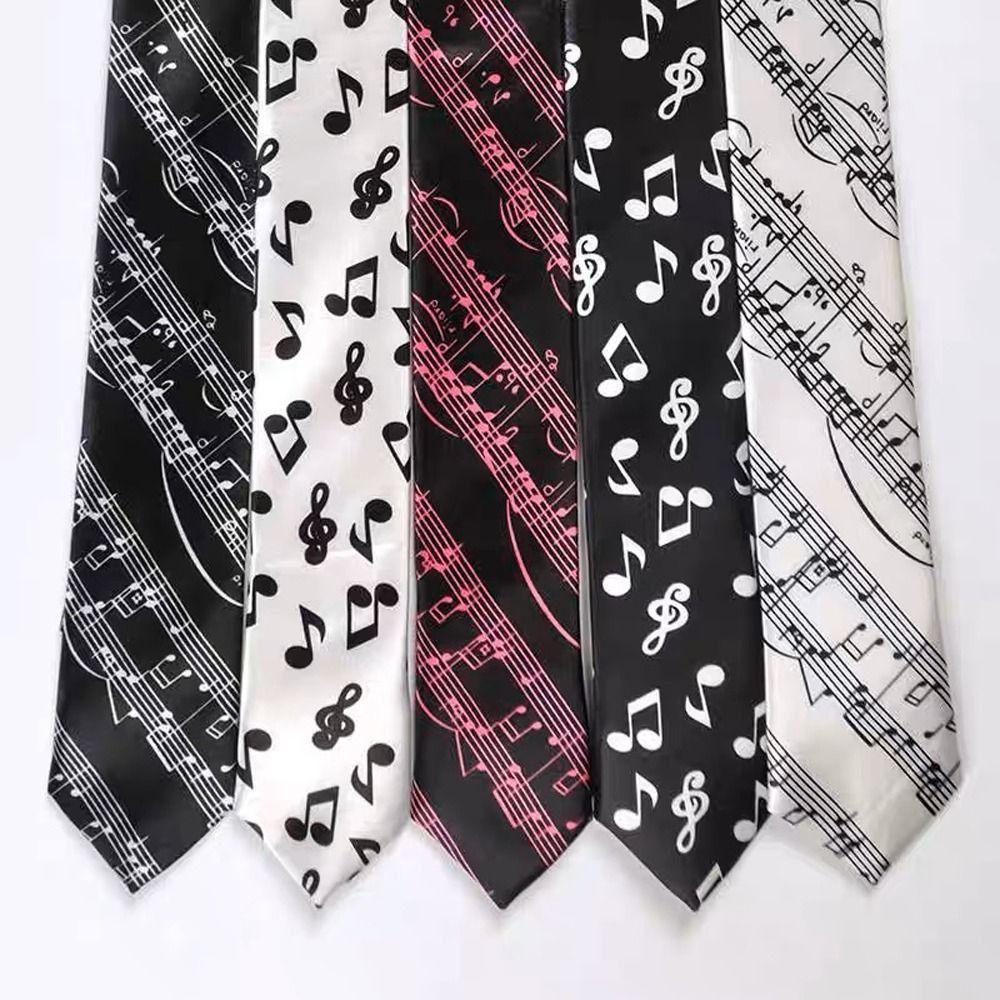 Stripe British Style Notes Music Men Plaid Necktie Lattice Print Women Slim Ties Fashion Neck Tie