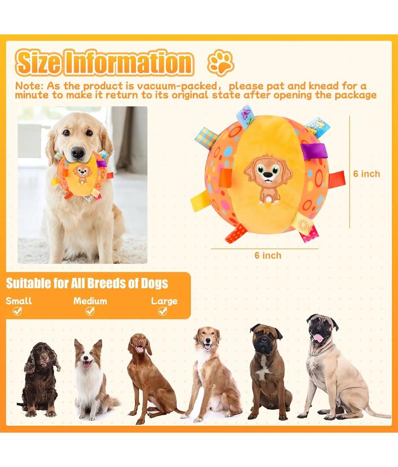 Dog Interactive Sound-Making Ball Toys With Labels, Soft-Filled Puppy Toys, Built-In Bells, Dog Chewing Toys